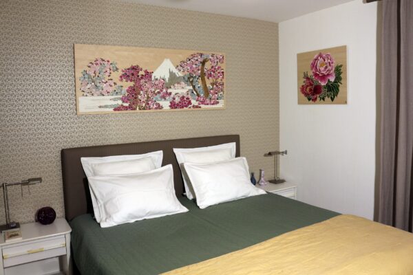 cerisiers en fleurs devant le mont fuji Estampe,estampes japonaises,hokusai,hommage,tableau,décoration