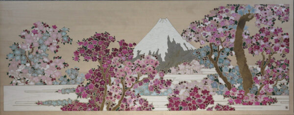cerisiers en fleurs devant le mont fuji Estampe,estampes japonaises,hokusai,hommage,tableau,décoration